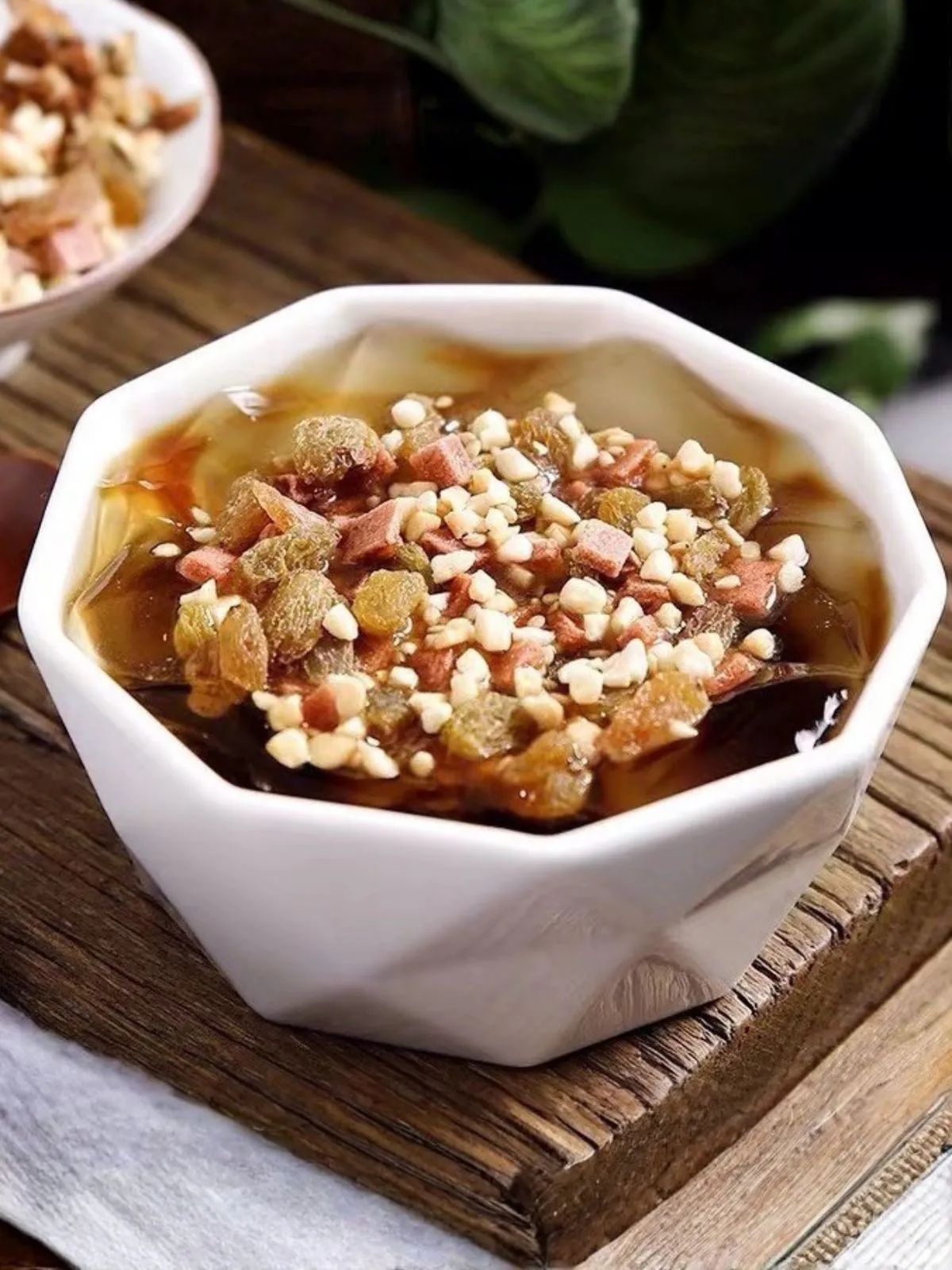 Brown sugar ice jelly with nuts and raisins at Chang An Taste, a Chinese Restaurant in Denver